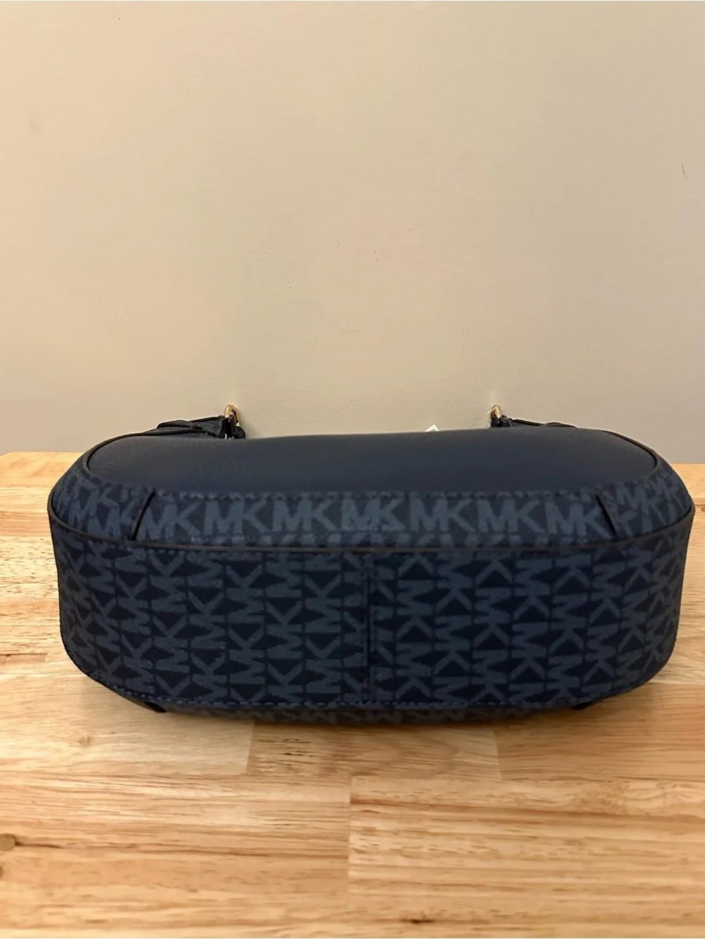 Michael Kors Navy Pebbled Leather Hobo with Gold-Tone Accents